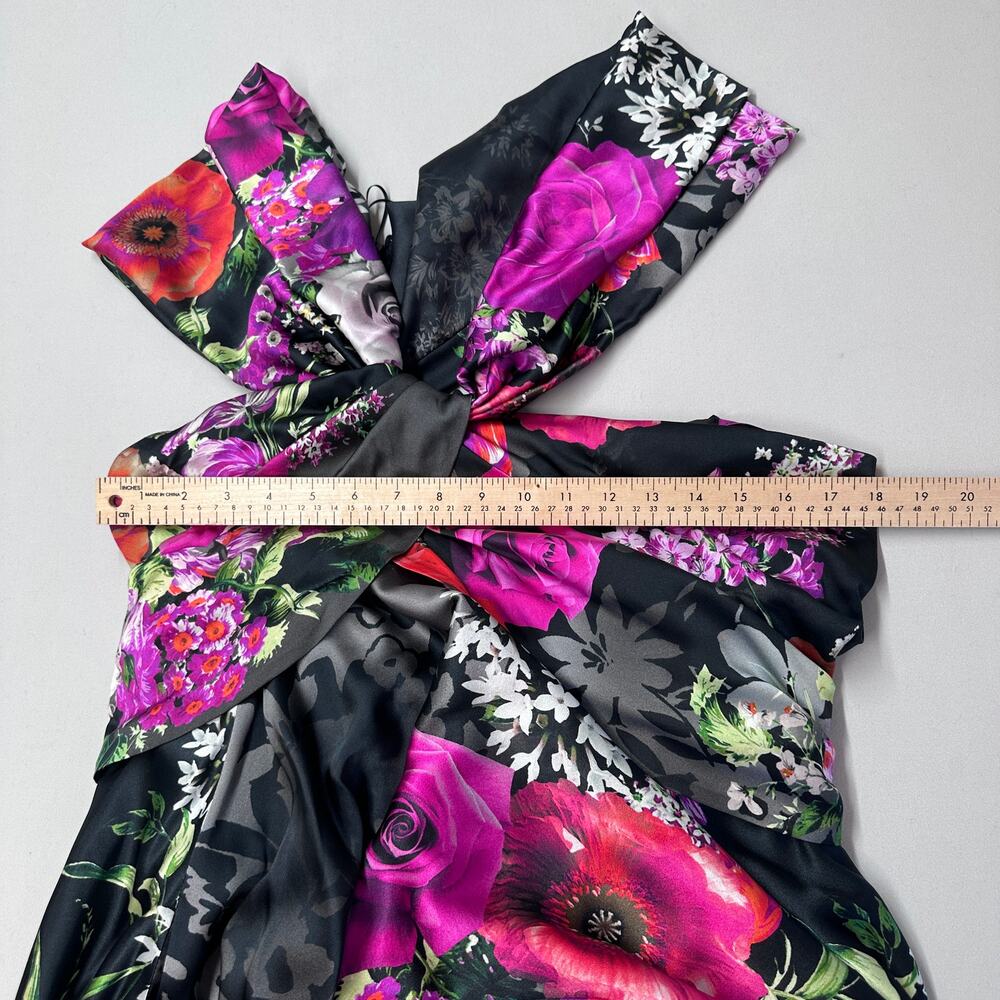 Talbot Runhof Silk Floral Cocktail Dress Black Pink Women’s EU 44 - Picture 6 of 11